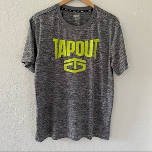 Tapout Size Large Men’s Graphic T Shirt Short Sleeve Charcoal Heather And Yellow